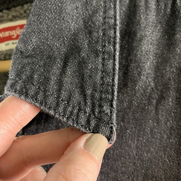 Wrangler Men Sherpa Lined Shacket Sz L Charcoal Gray Workwear Utility Streetwear - Picture 5 of 13